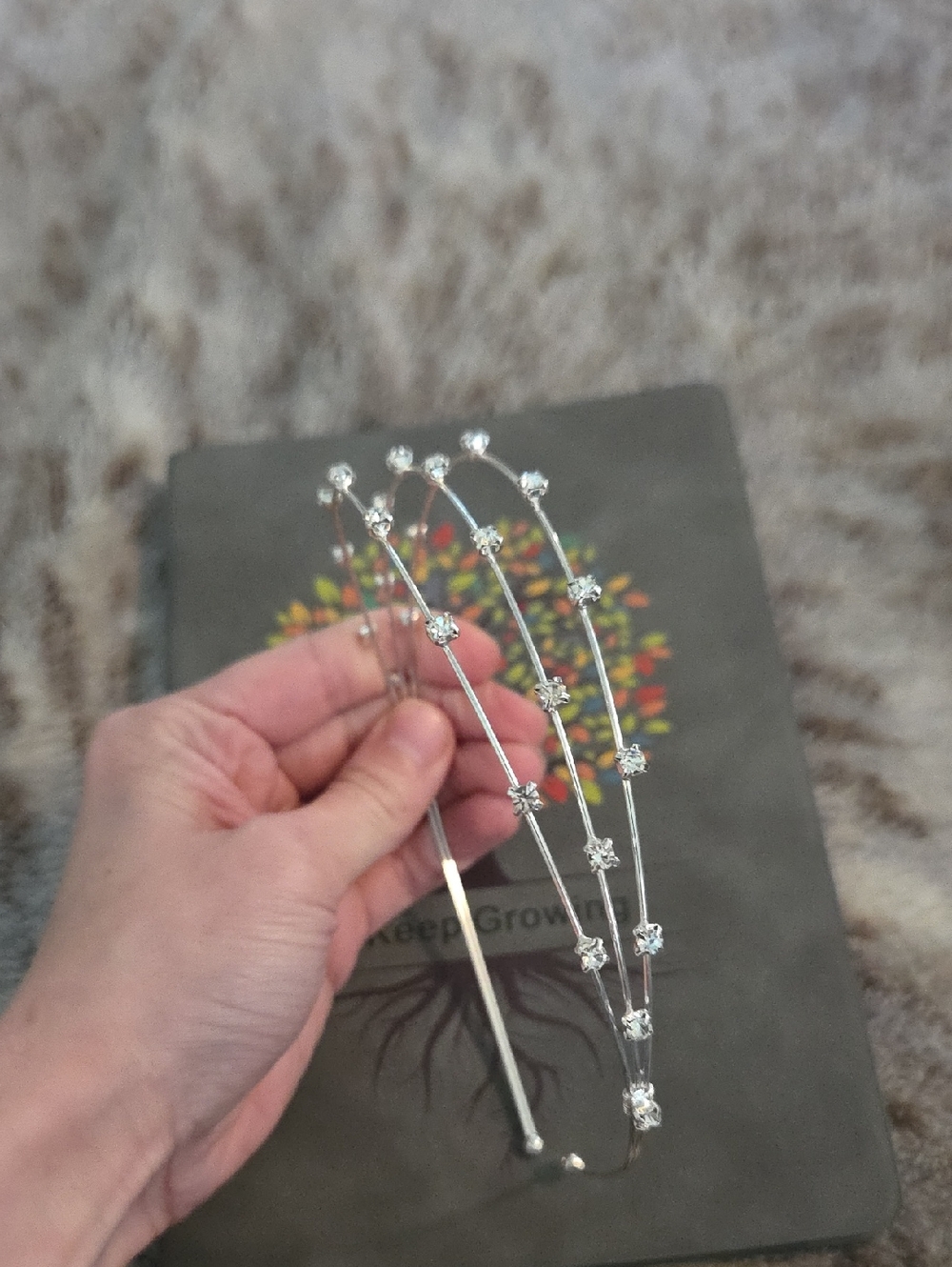 Silver Crystal Double Tiara Headband